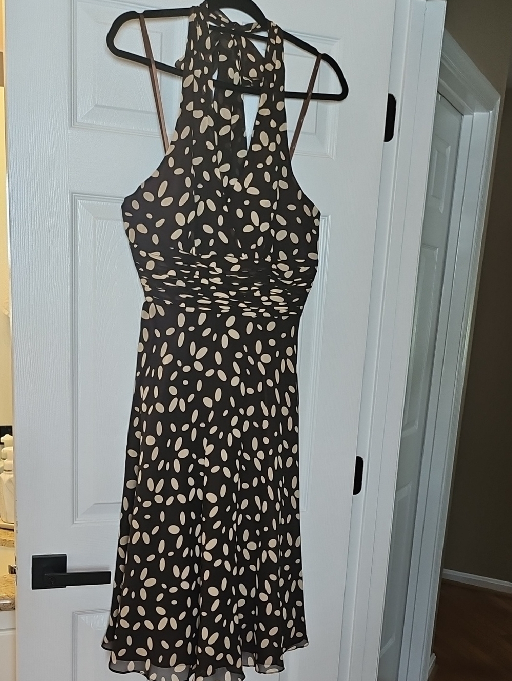 Suzi Chin for Maggy Boutique Black Dress with Cream Polka Dots
